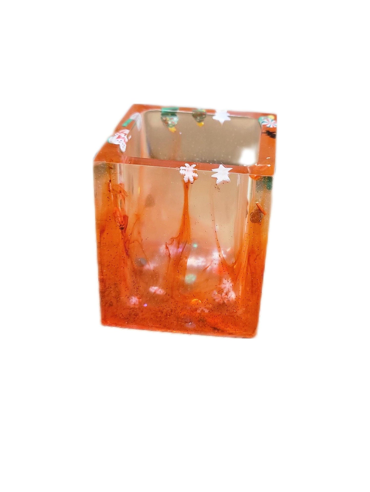 Hand crafted Christmas themed resin pen holder