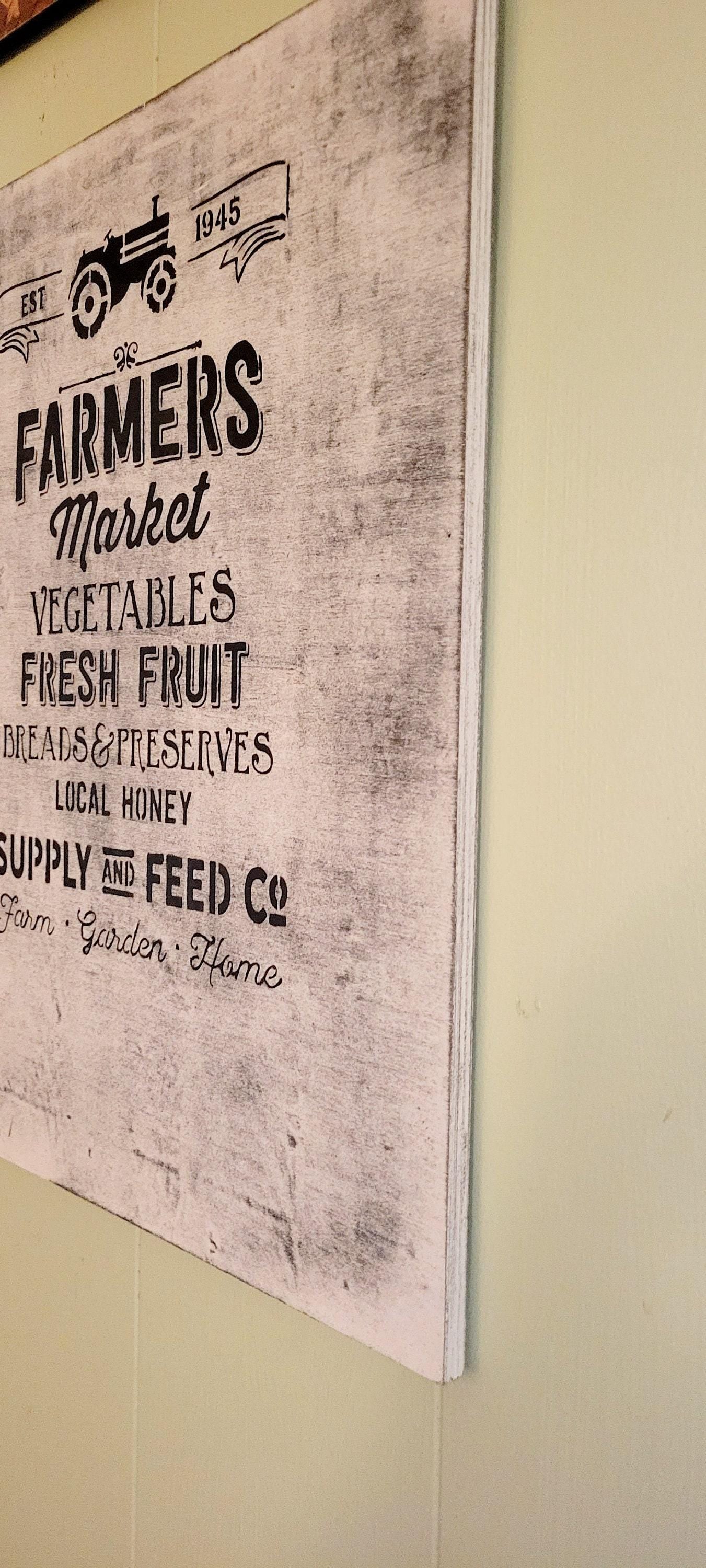 Farmhouse Farmer's Market Wood Sign: Rustic Truck Wall Decor (16x20")