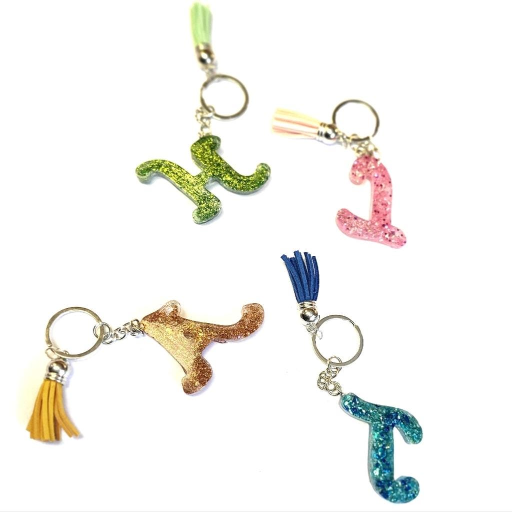 Personalized, 1.5" Resin,Shattered Glass,Glittery, Alphabet Keychains,bag charms