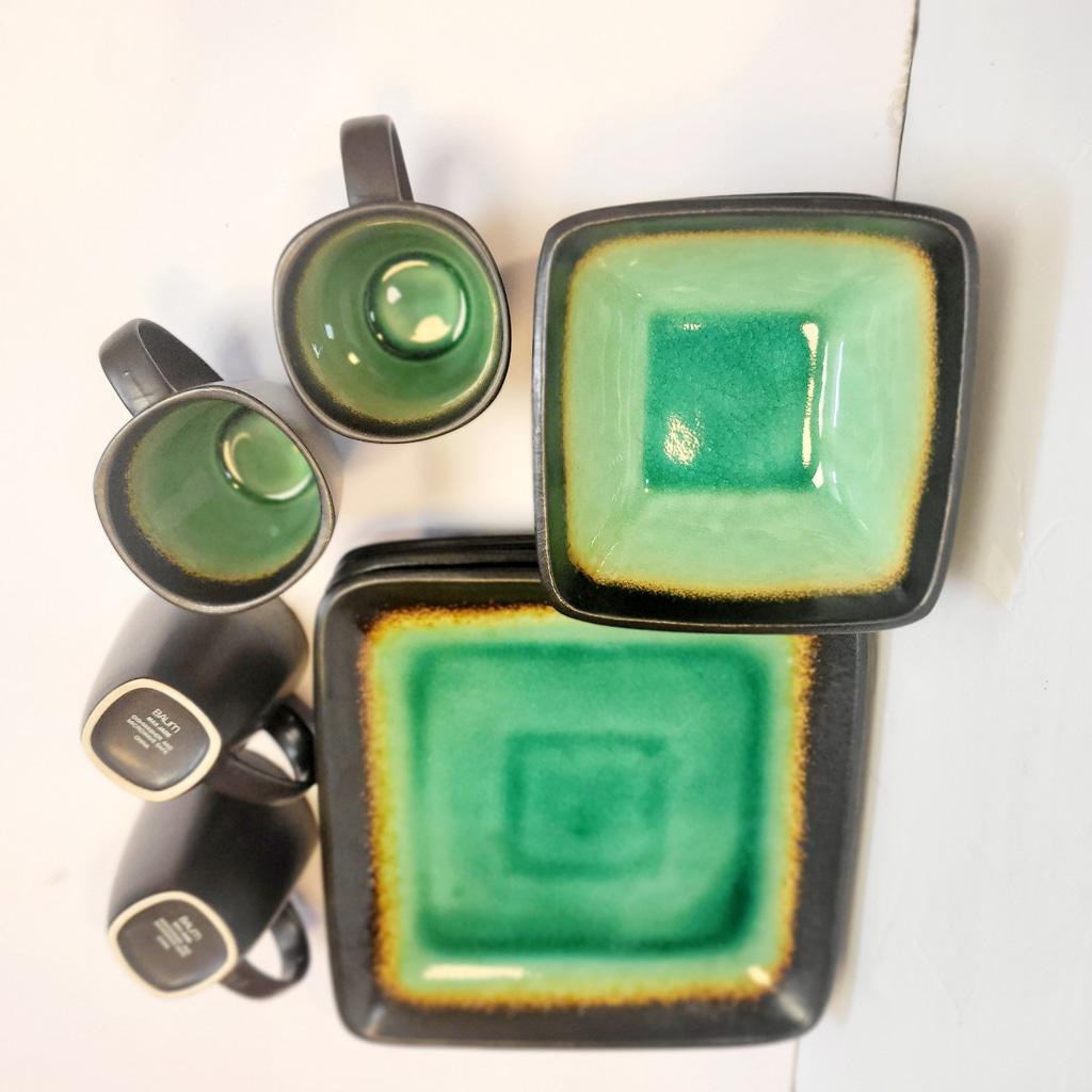 Vintage Baum Bros Max Jade 12" plate bowl coffee cup combo 12 piece set