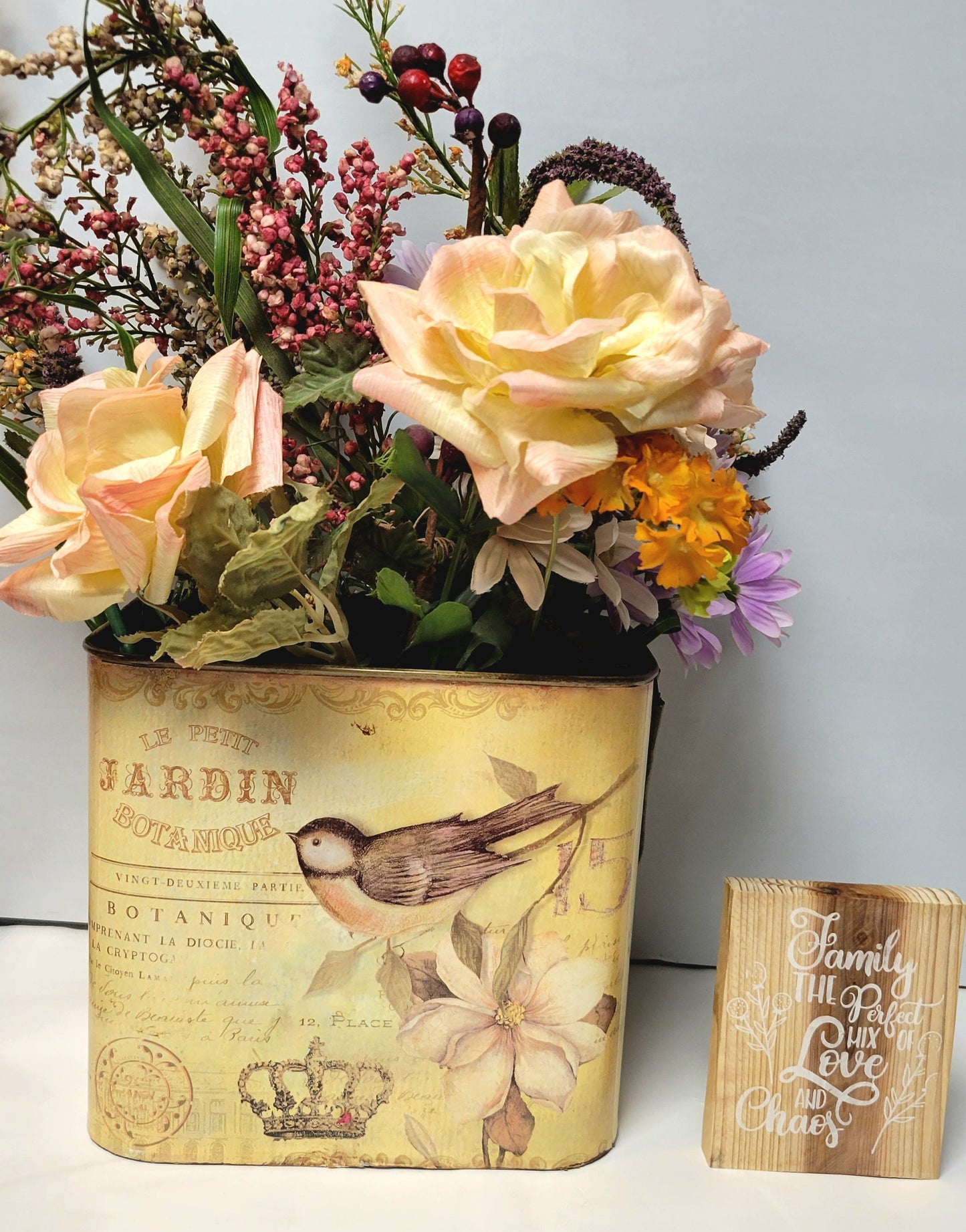 Rustic Cedar Family Sign: Love and Chaos Farmhouse Decor