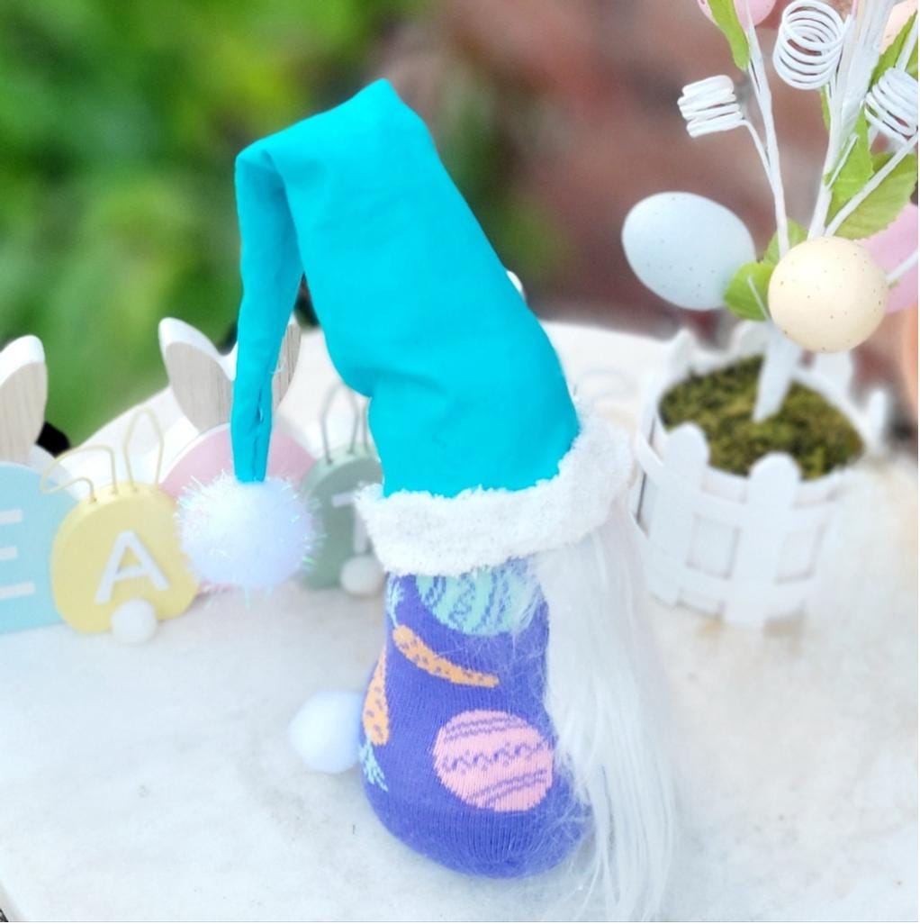 Purple Pink, Green, and White Easter Egg Gnome Decor