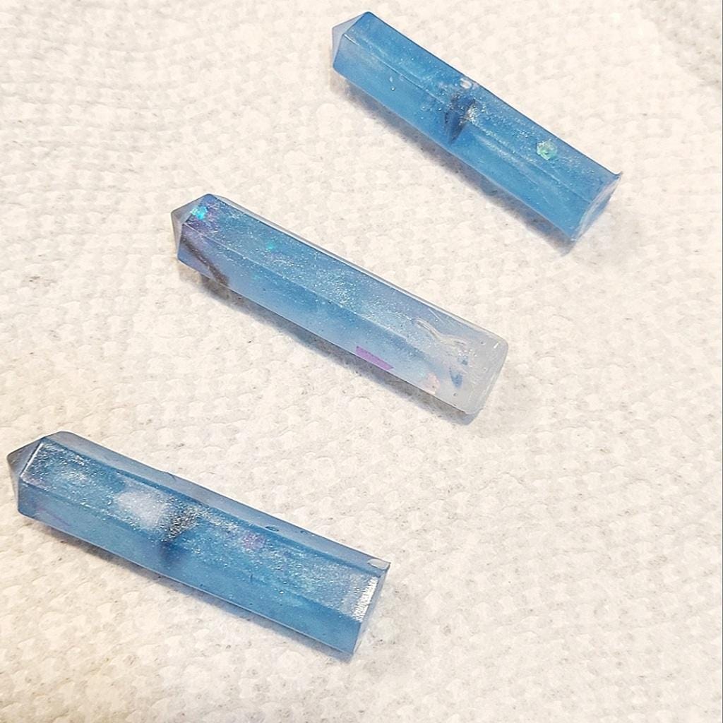 Blue Crystal Resin Pendants