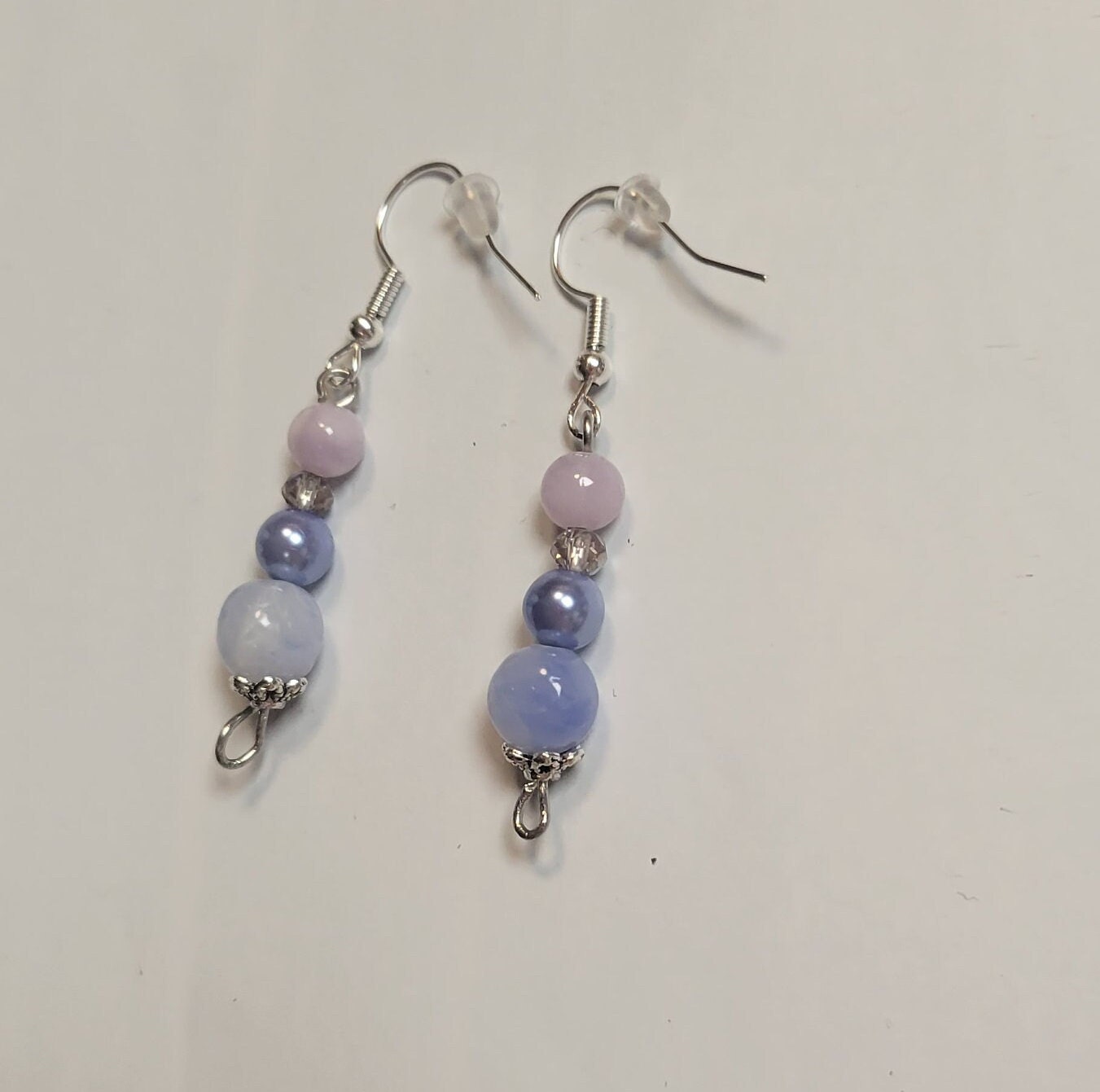 Glass bead hook drop pierced earrings