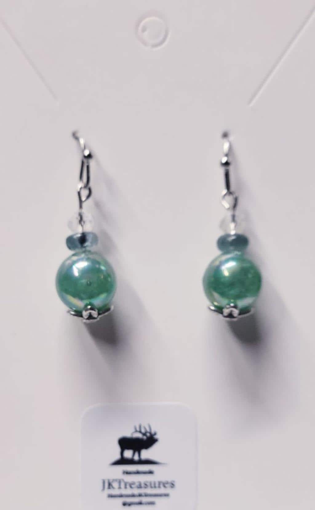 Grandidierite & glass bead rare gemstone drop earrings