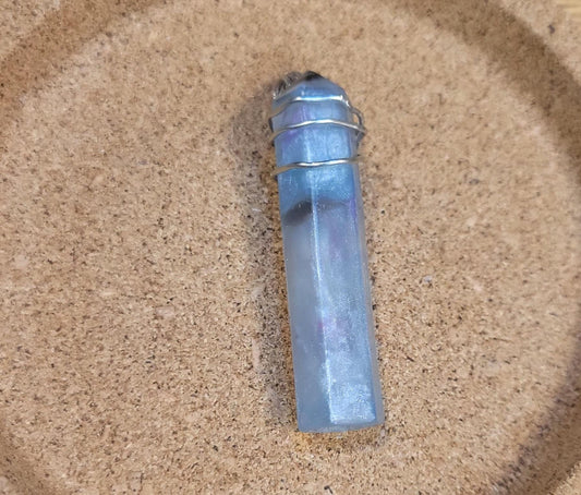 Wire wrapped Resin Crystal Shaped pendant