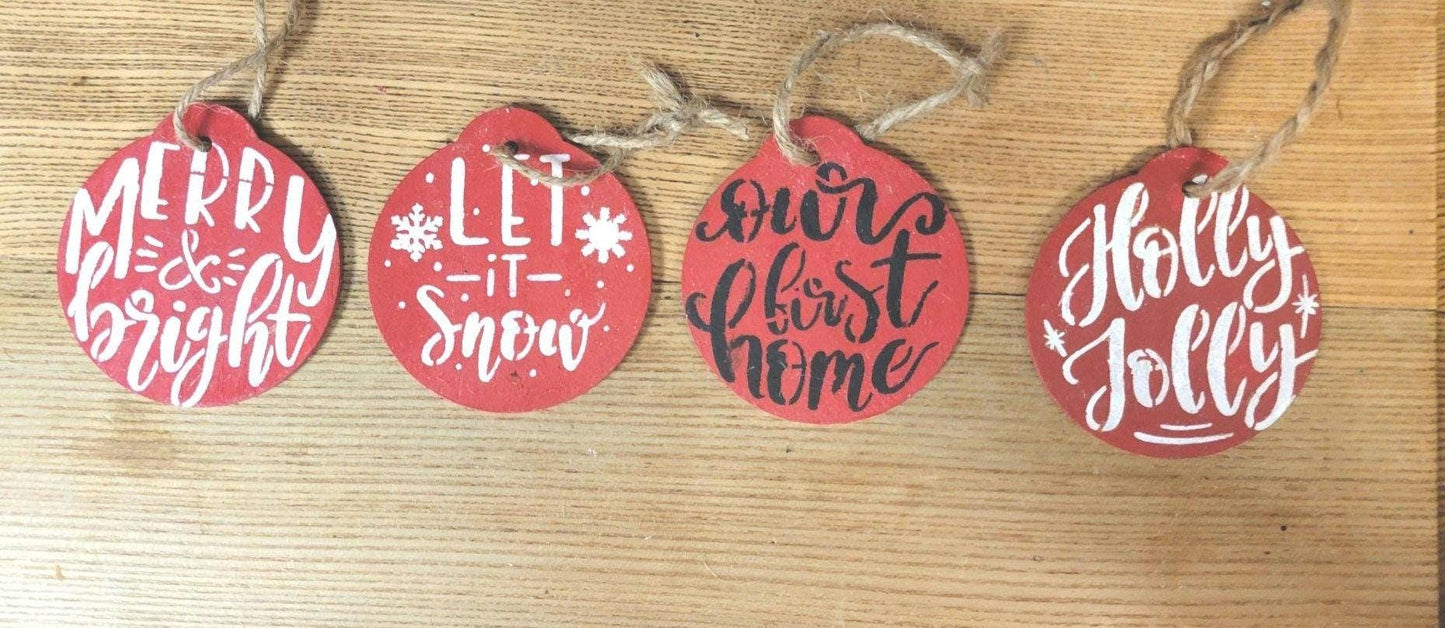Handpainted Christmas ornaments 3" wood discs
