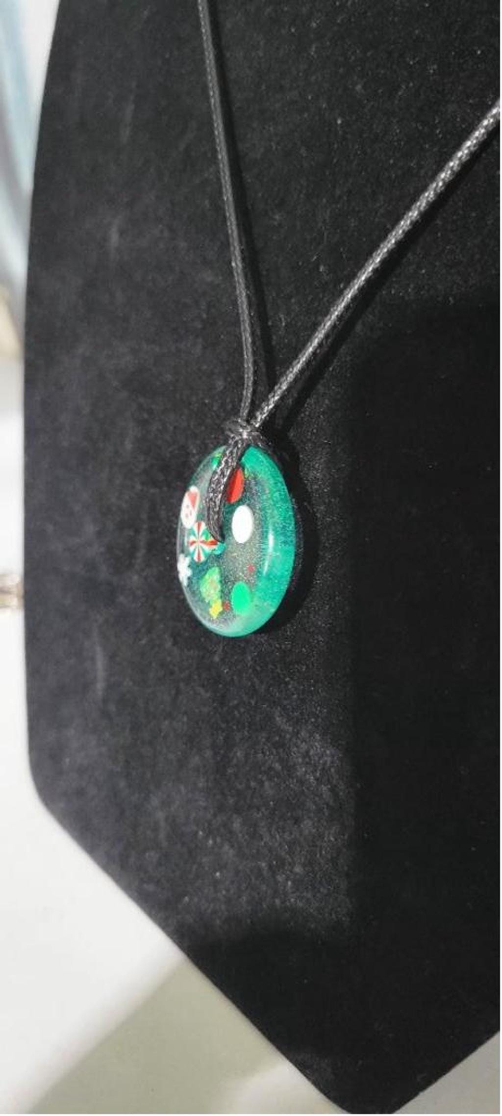 Handmade resin Christmas Medallion Necklace