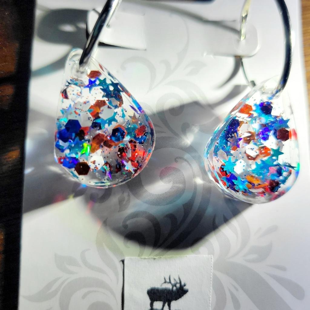 Patriotic 4th Of July Red White And Blue Teardrop Earrings