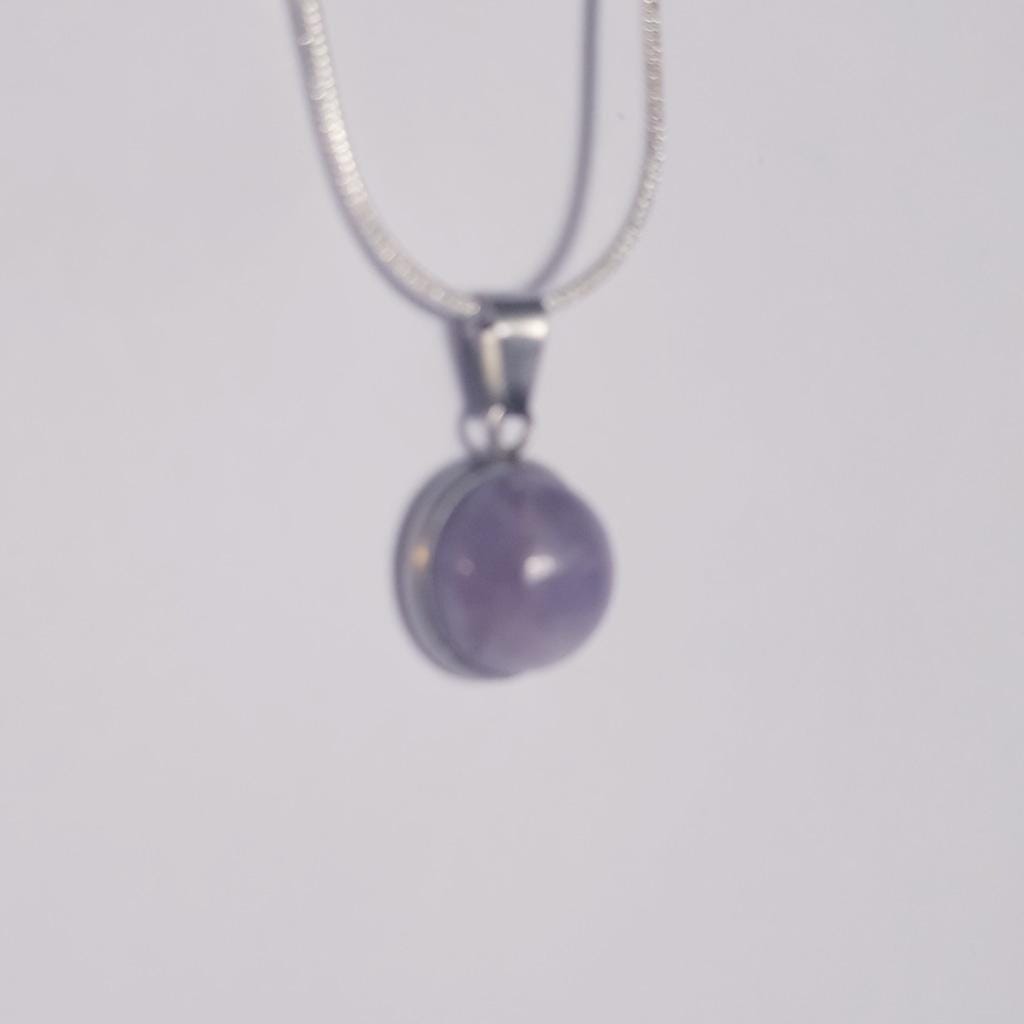 Natural Amethyst Crystal 925 sterling silver necklace