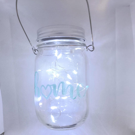 HOME mason jar with solar led fairy lights