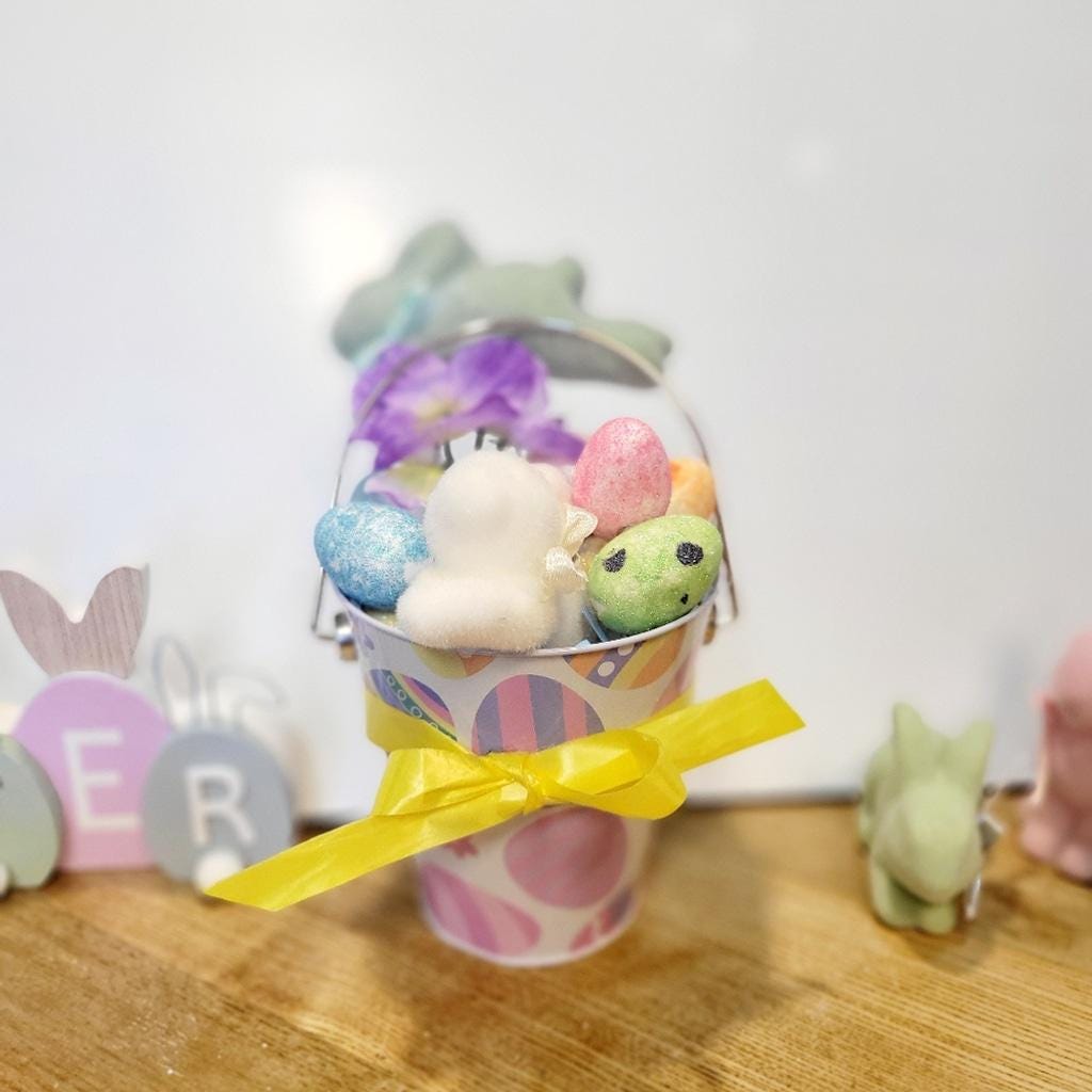 Easter Egg and Flower Table Home Decor Bucket