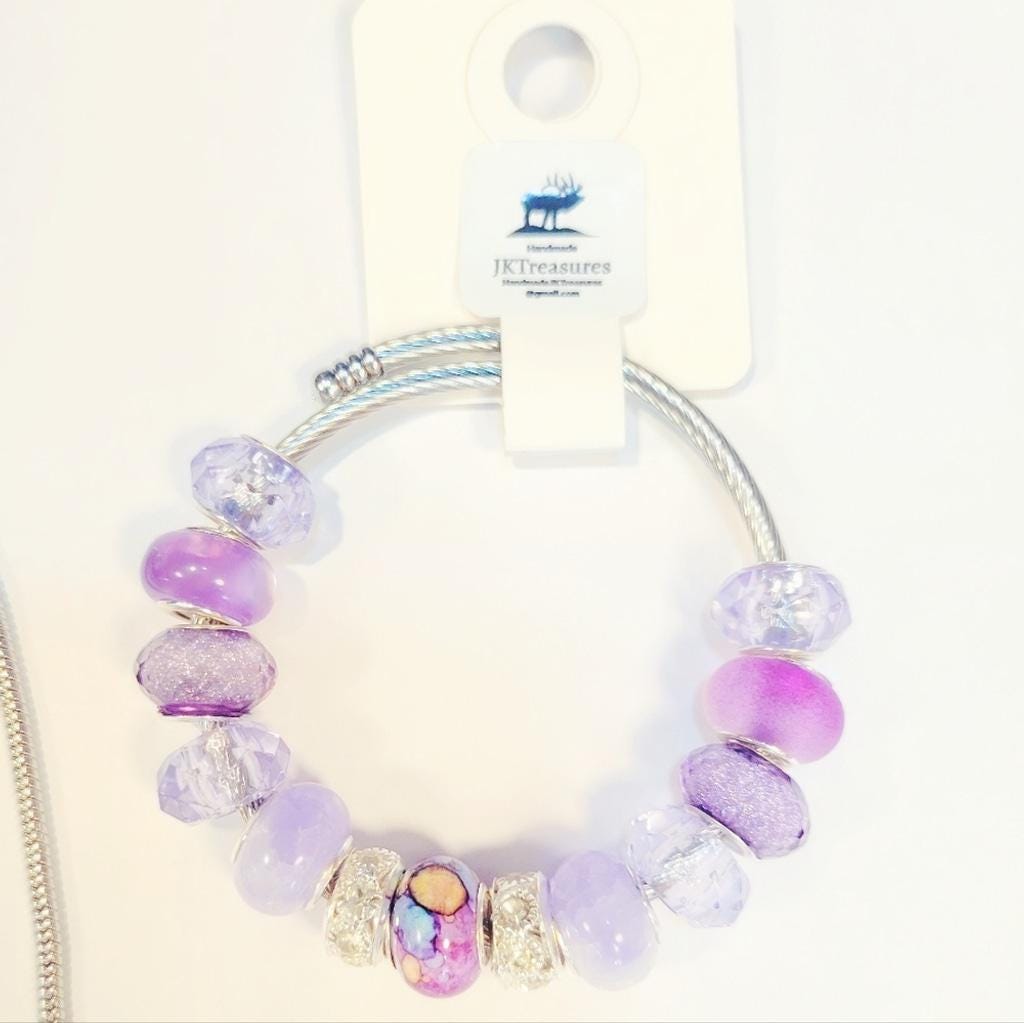 European Style Snake Coil Beaded Bracelet 7"