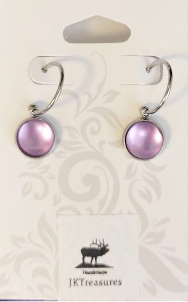 Dark Pink Crystal Sea Glass Rhinestone Dangle Hoop Earrings