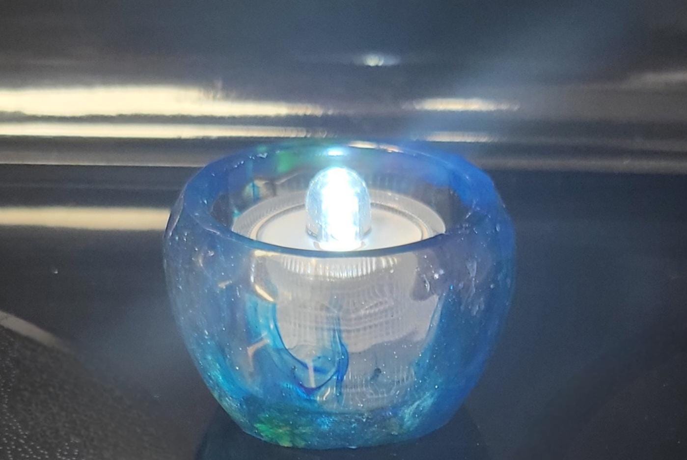 Hand crafted 1.5" resin planter or led tealight holder