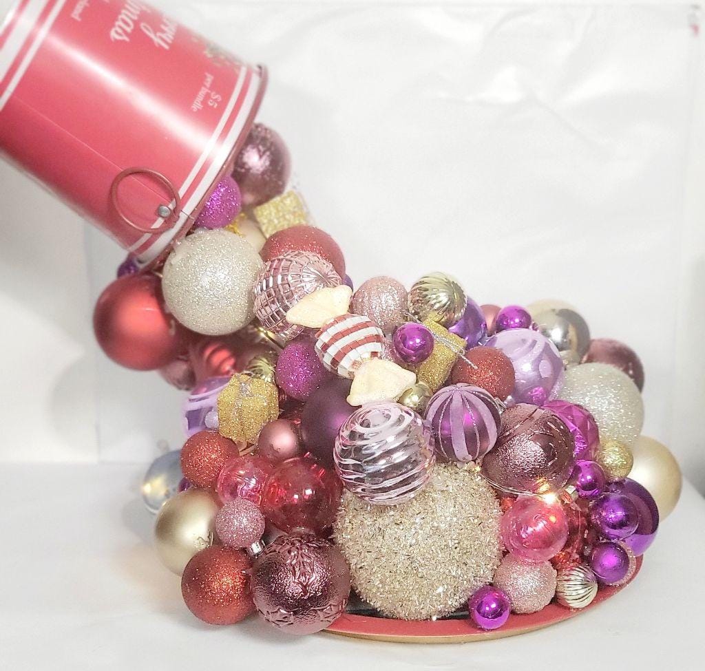 Artisanal made  magical floating bucket pouring Christmas ornaments baubles