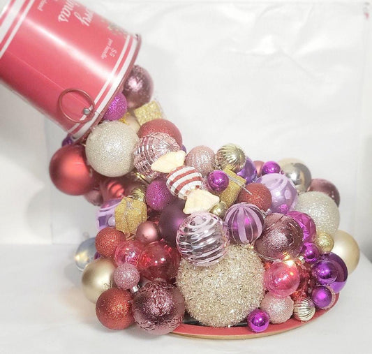 Artisanal made  magical floating bucket pouring Christmas ornaments baubles