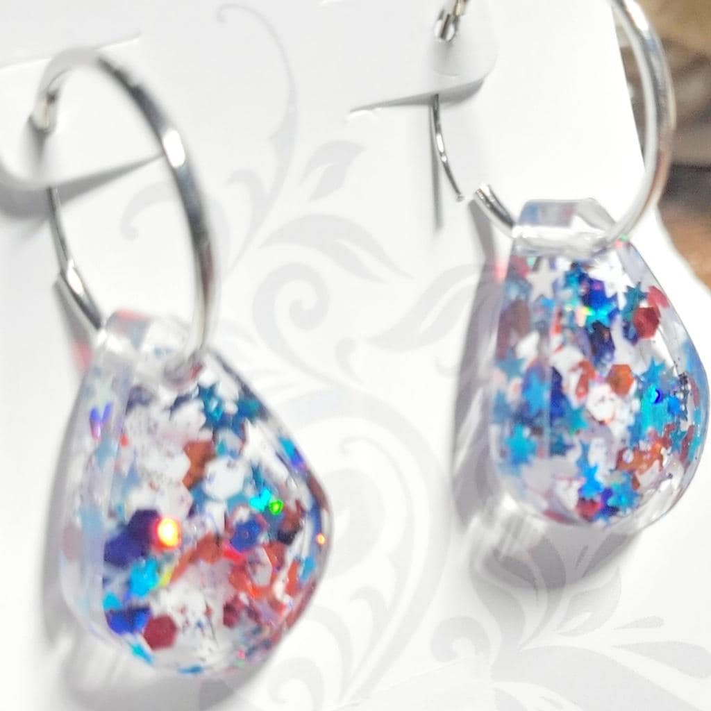 Patriotic 4th Of July Red White And Blue Teardrop Earrings