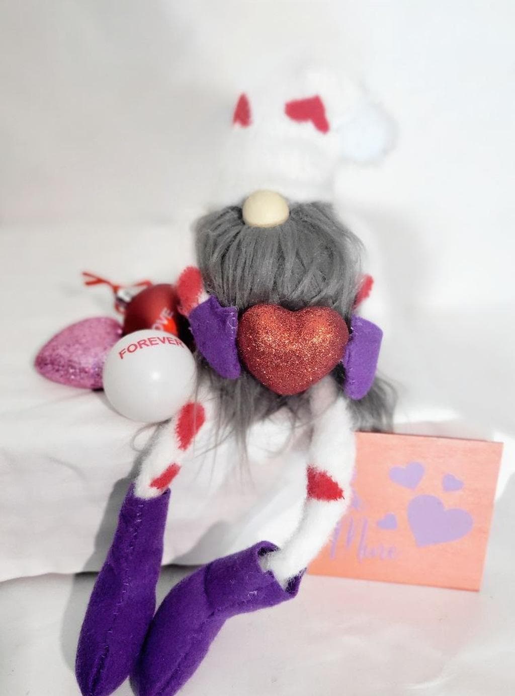 Hand crafted Valentine's Day Gnome with heart