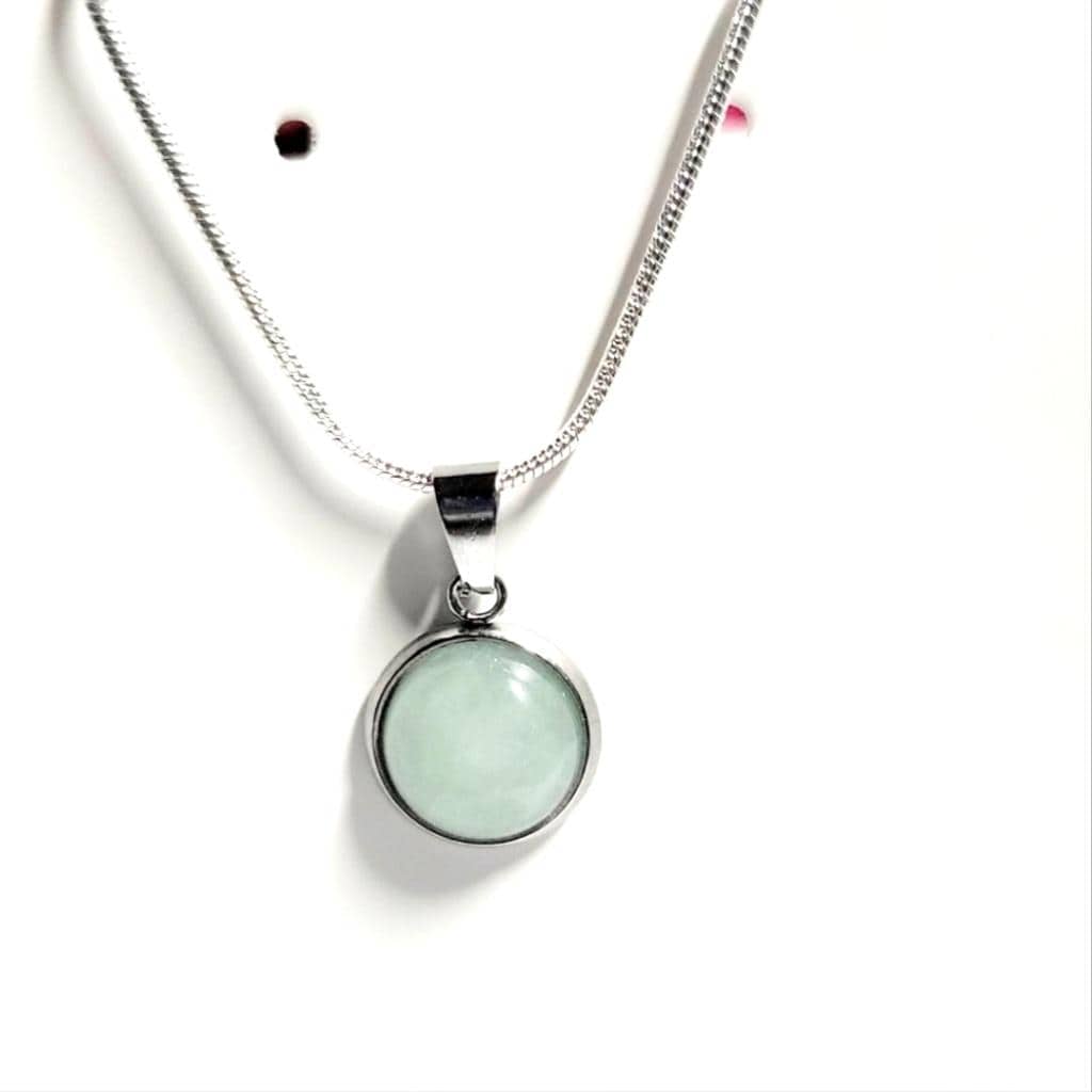 Natural Aqua Chalcedony Pendant 925 Sterling Silver Necklace