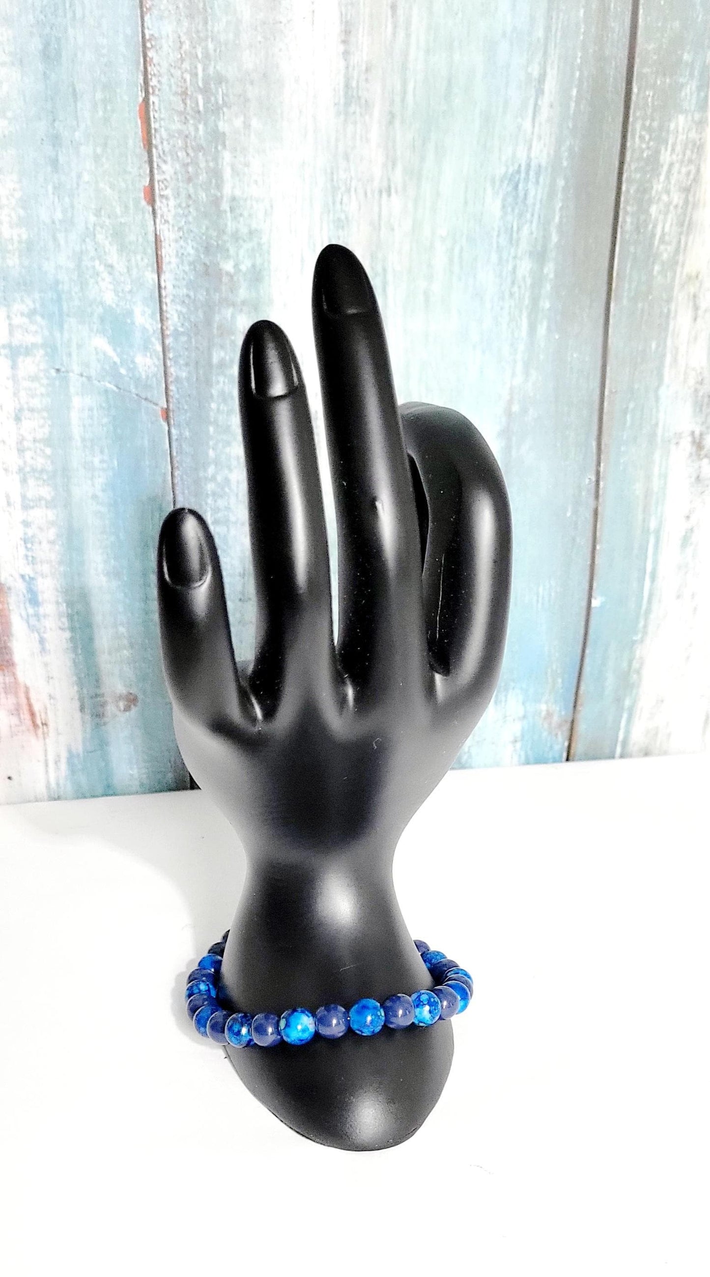 Hand crafted acrylic and glass beaded bracelet