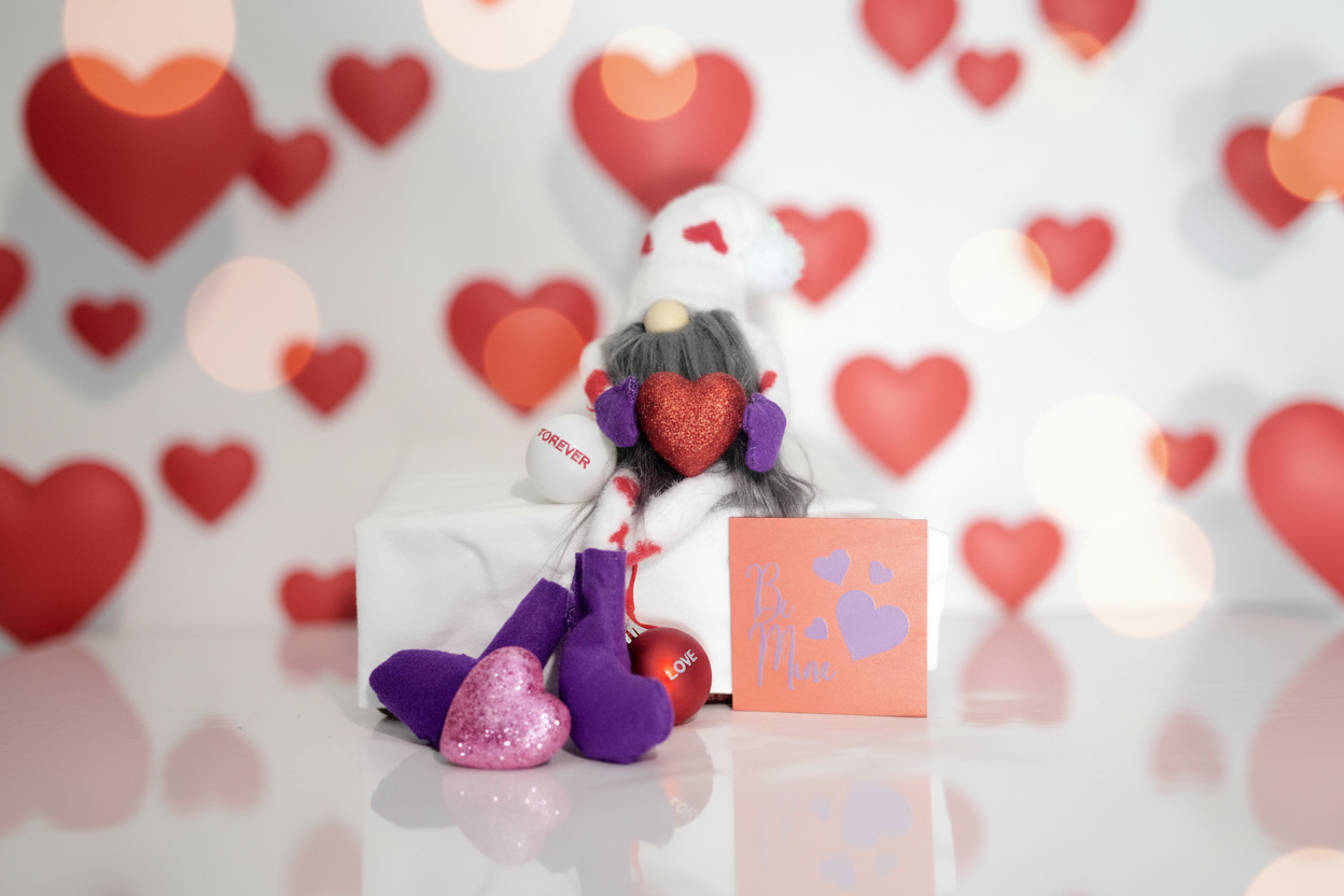 Hand crafted Valentine's Day Gnome with heart