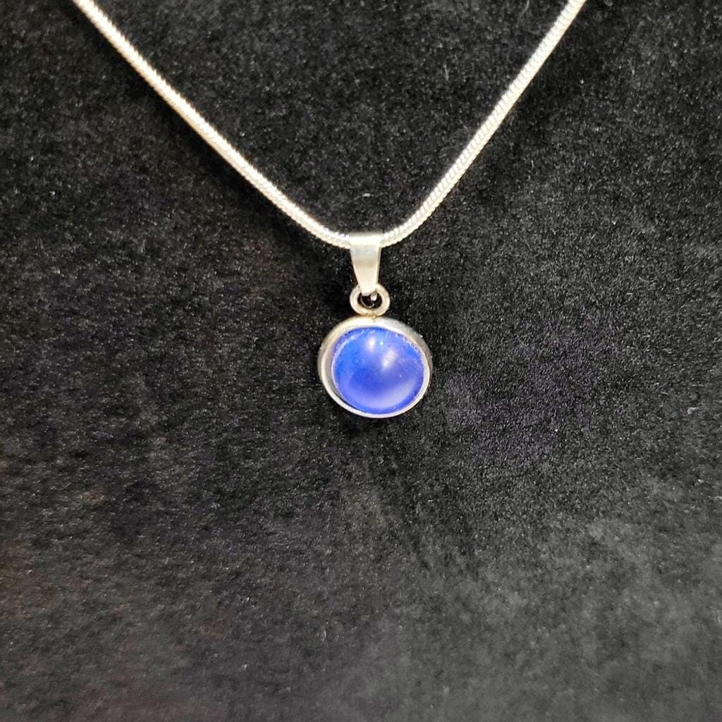 Dark blue crystal rhinestone 925 stamped sterling silver necklace