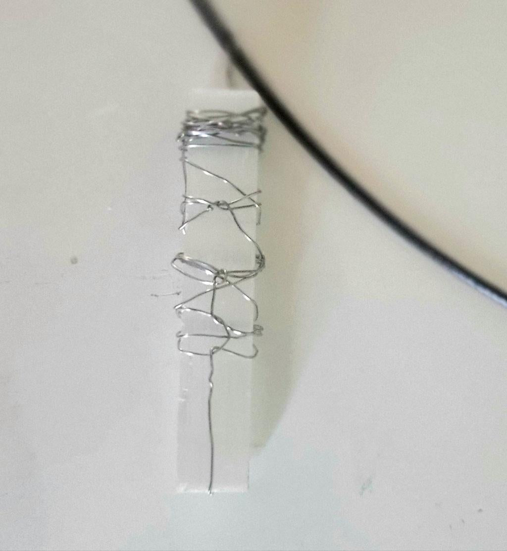 Silver Wire-Wrapped Selenite Pendant Necklace Hand Crafted
