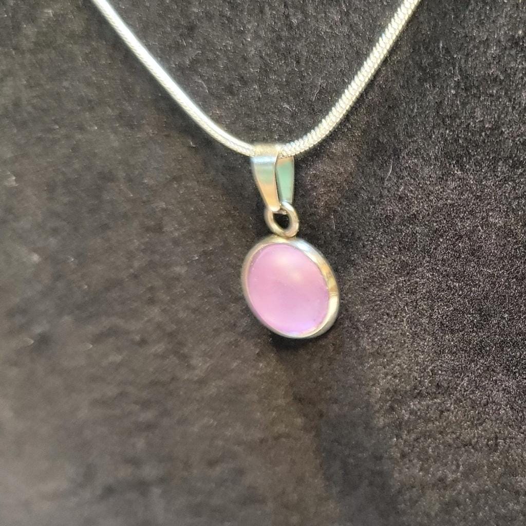 Light pink crystal rhinestone 925 stamped sterling silver necklace