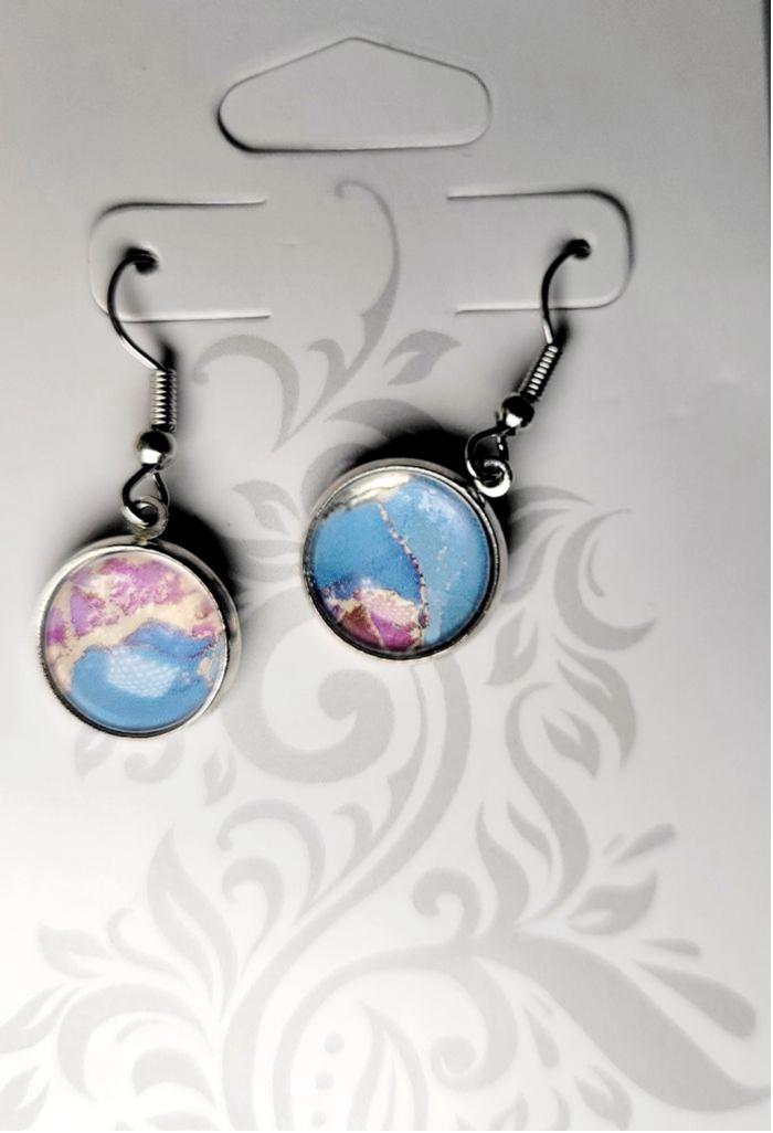 Artisan marbled dangle drop earrings