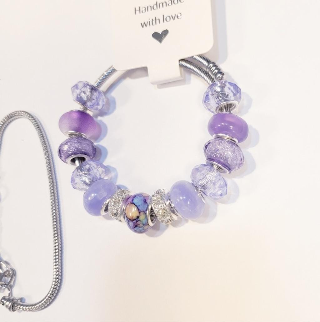 European Style Snake Coil Beaded Bracelet 7"