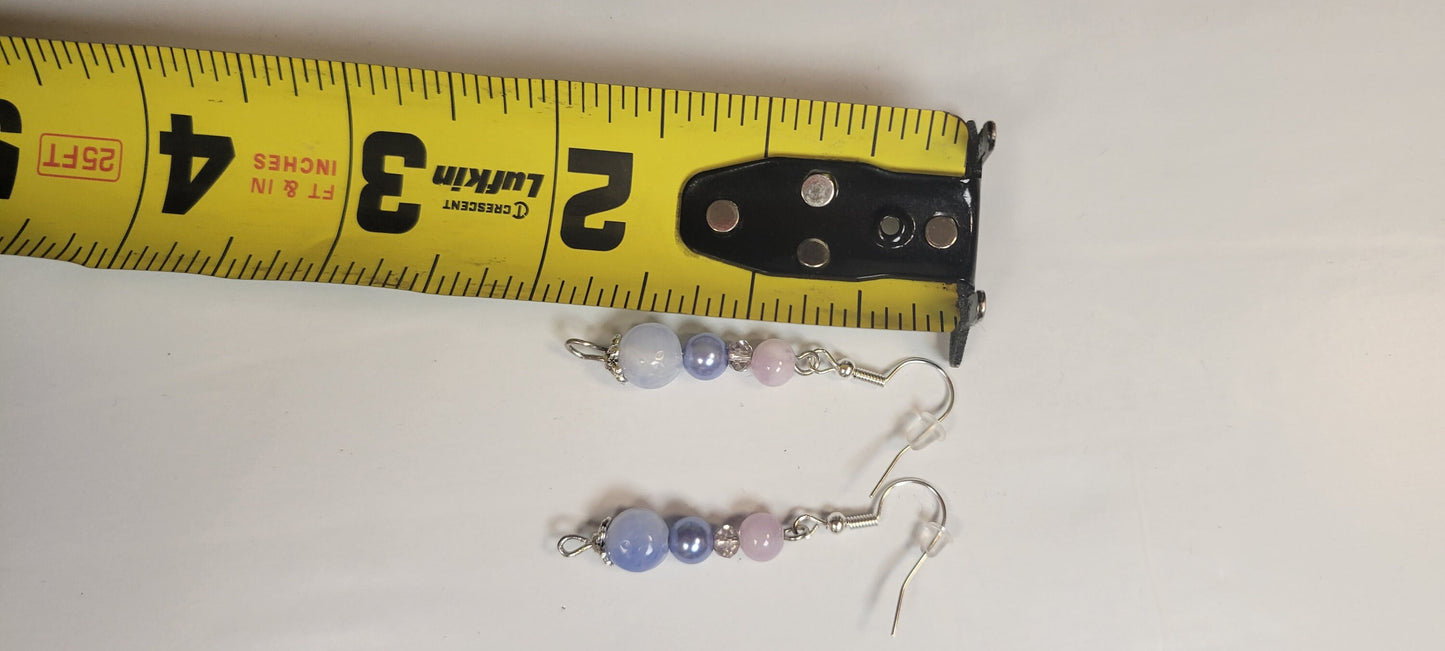 Glass bead hook drop pierced earrings