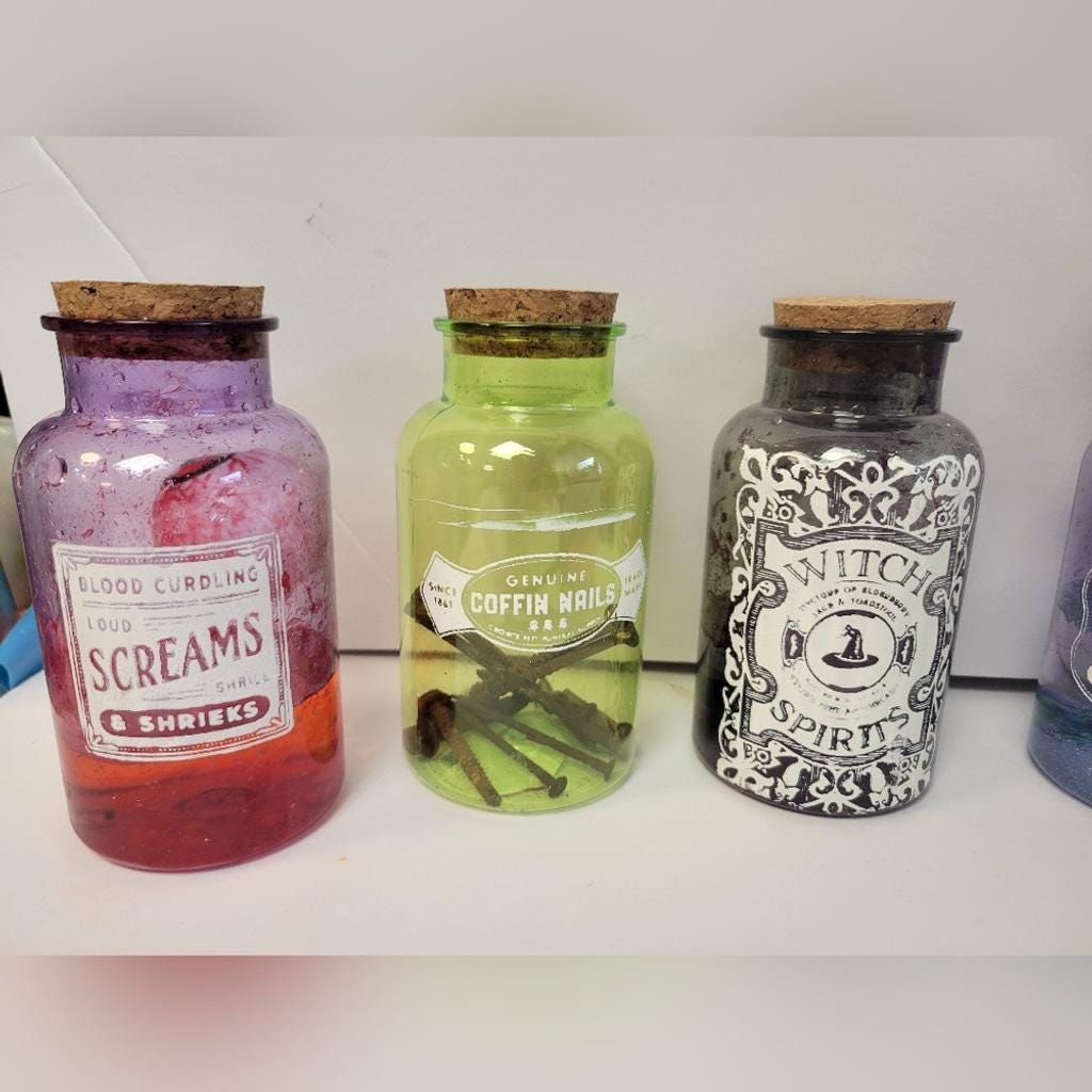 Halloween Apothecary Potion Bottle Set 6 Pieces