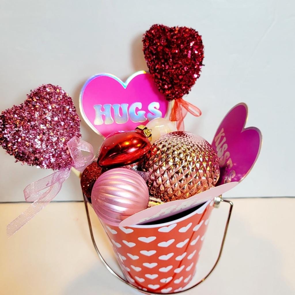 Hand crafted Bucket of Love Valentine's Day table art decor