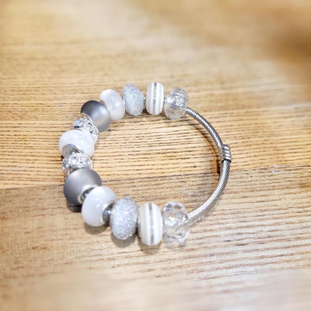 European Style Snake Coil Expandable Beaded Bracelet 7"