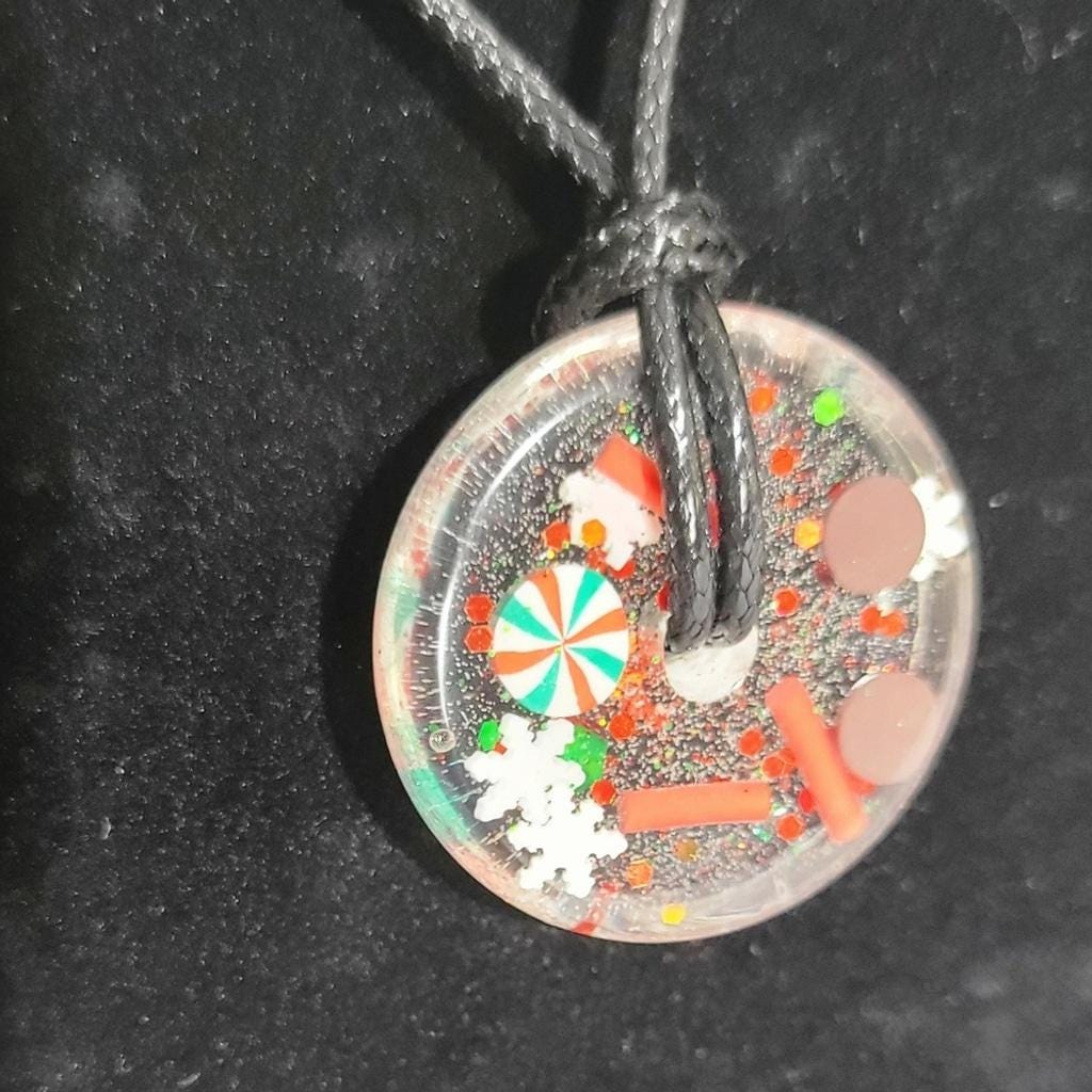 Hand crafted Christmas medallion necklace