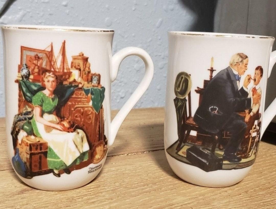 Vintage Rockwell mug 4 piece set