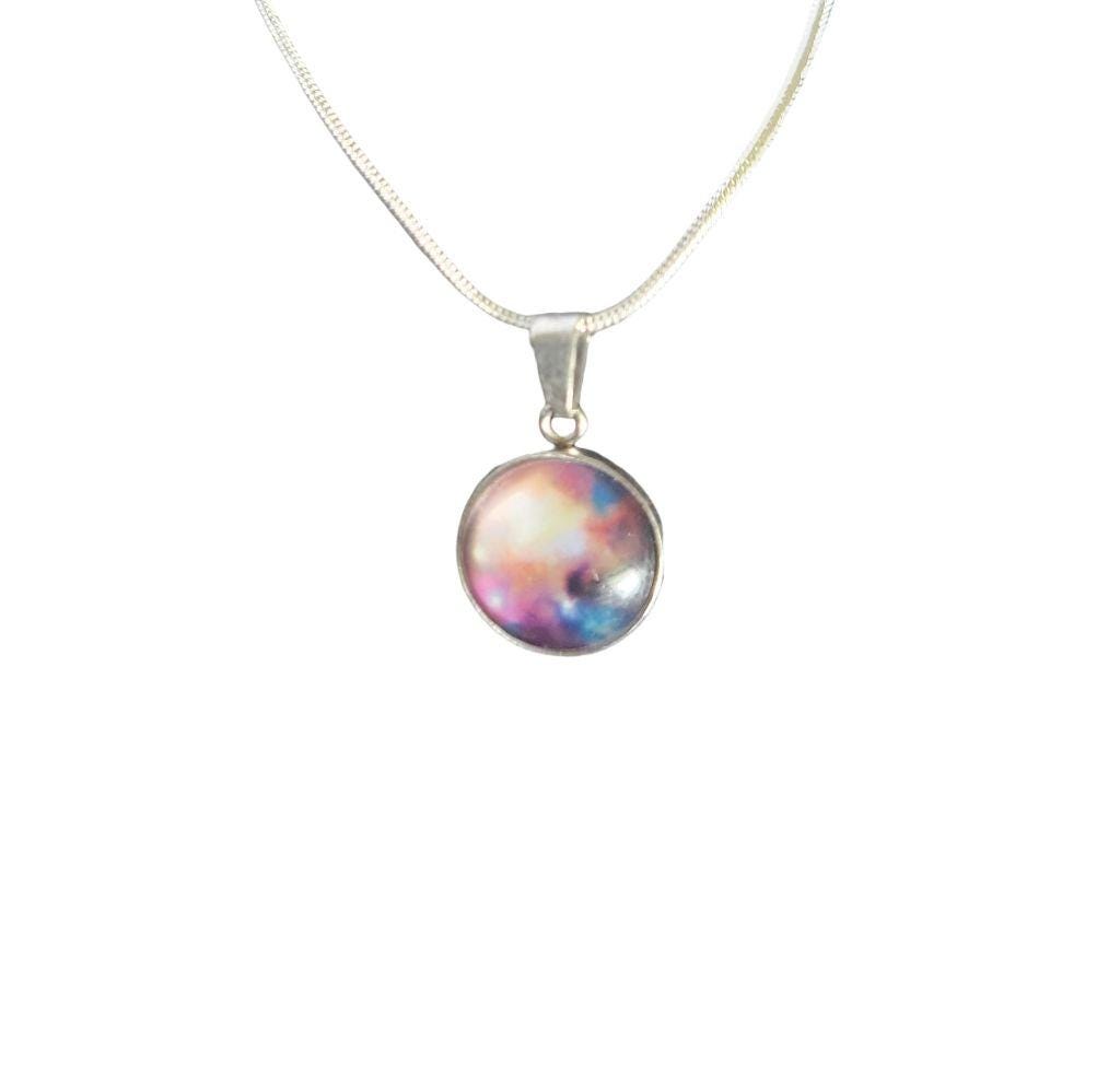 925 Sterling Silver nebula galaxy necklace