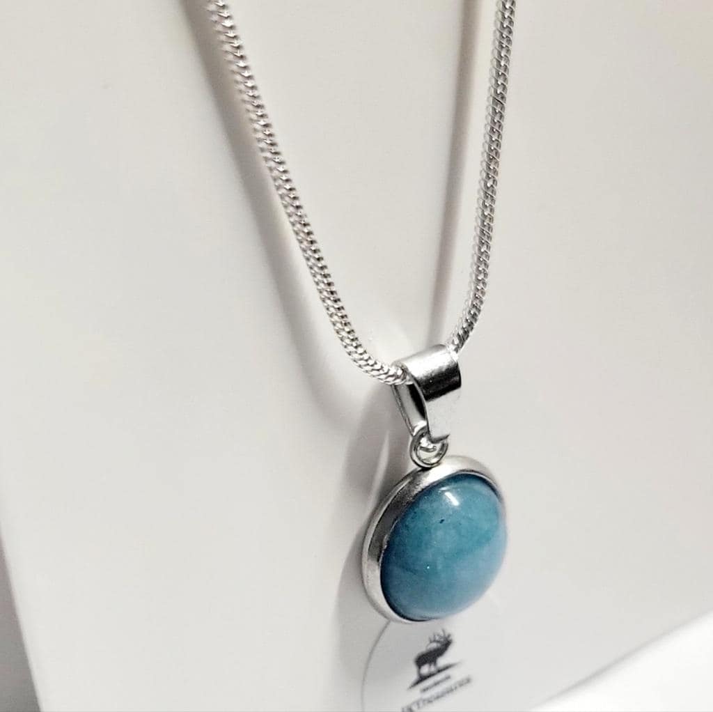 Natural Amazonite Crystal Pendant 925 Sterling Silver Necklace