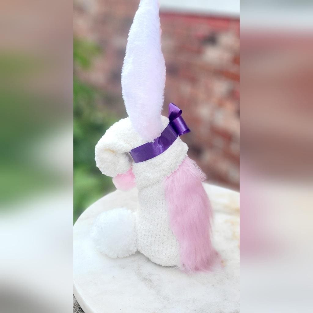 Pink and Purple Bunny Gnome Decor 15"