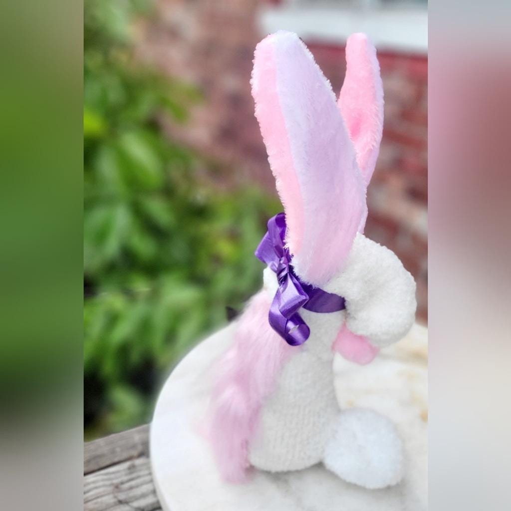 Pink and Purple Bunny Gnome Decor 15"
