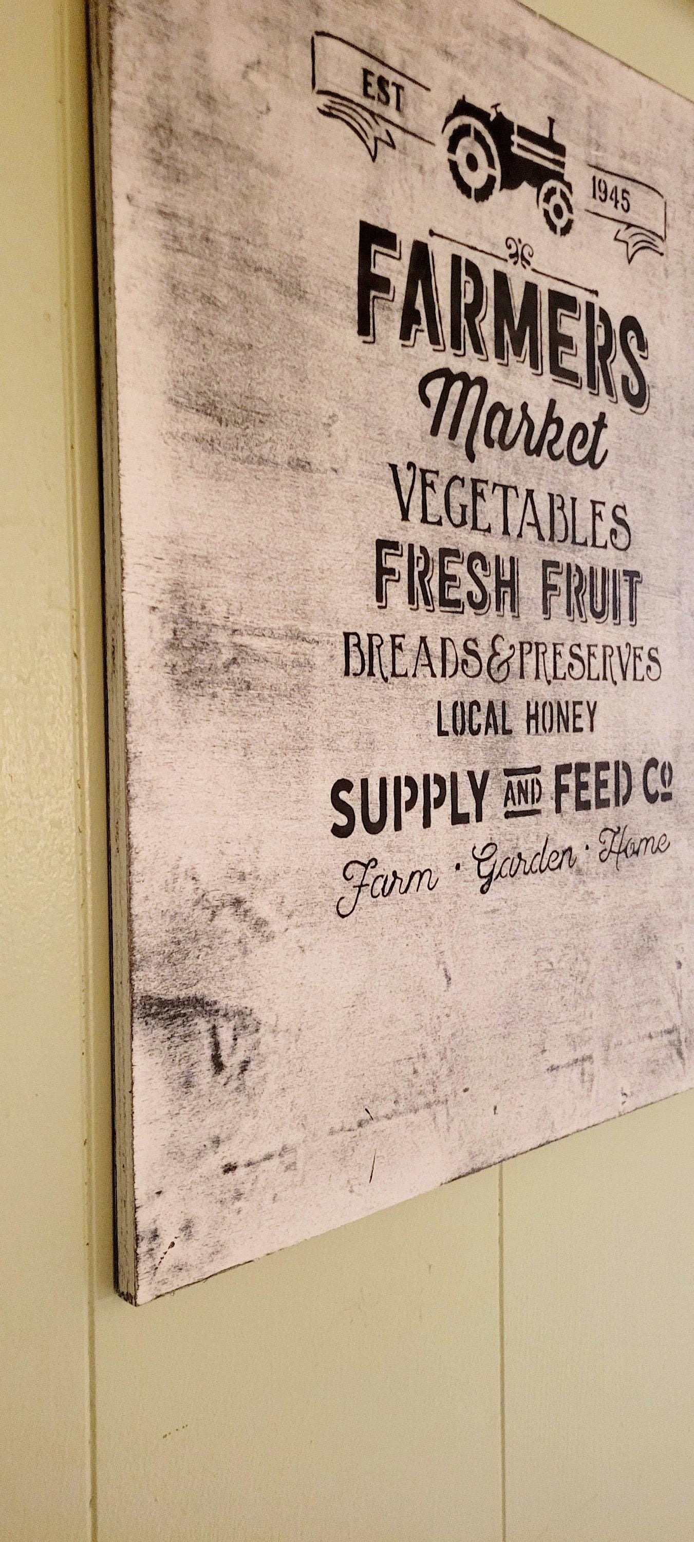 Farmhouse Farmer's Market Wood Sign: Rustic Truck Wall Decor (16x20")