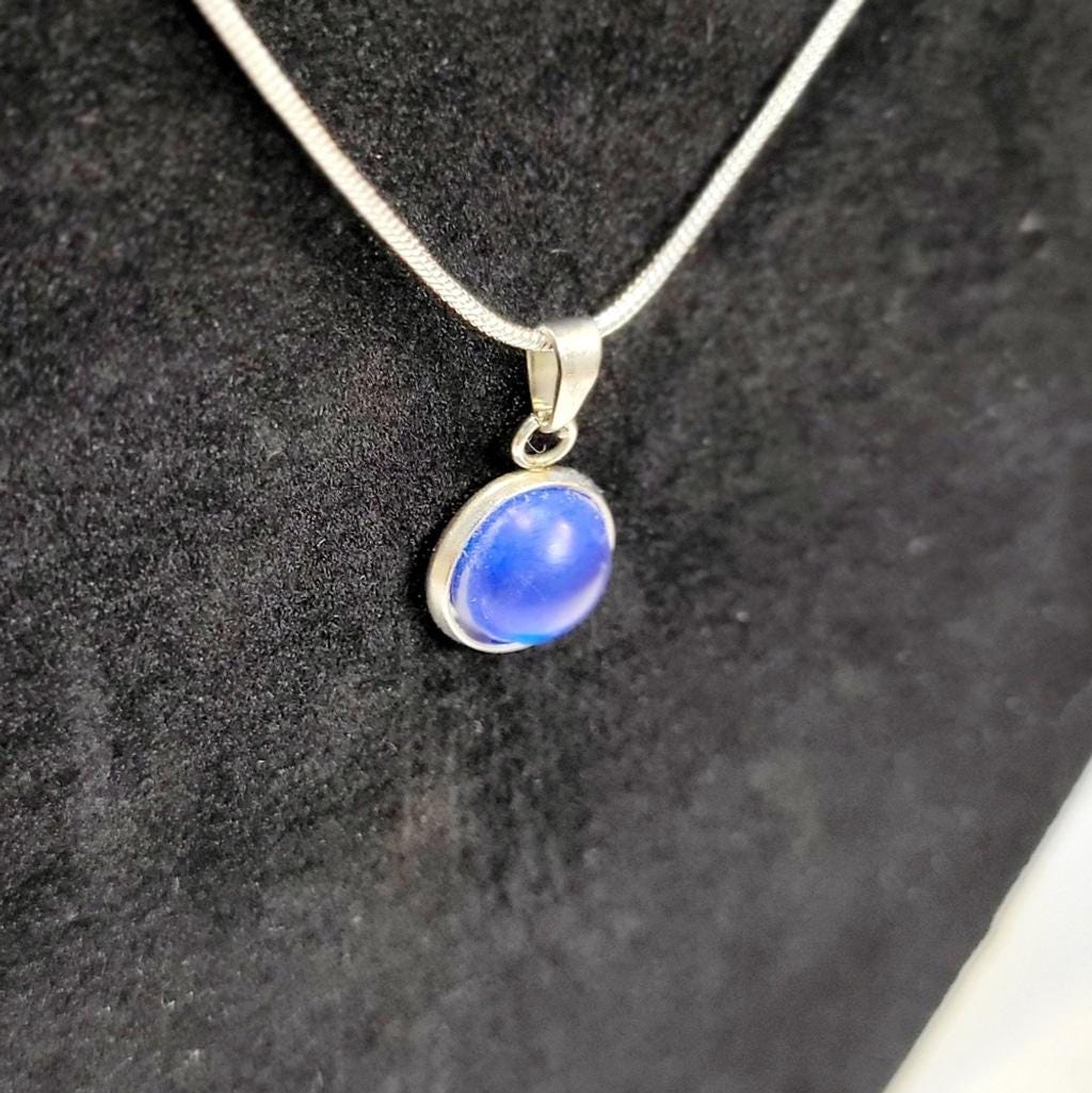 Dark blue crystal rhinestone 925 stamped sterling silver necklace