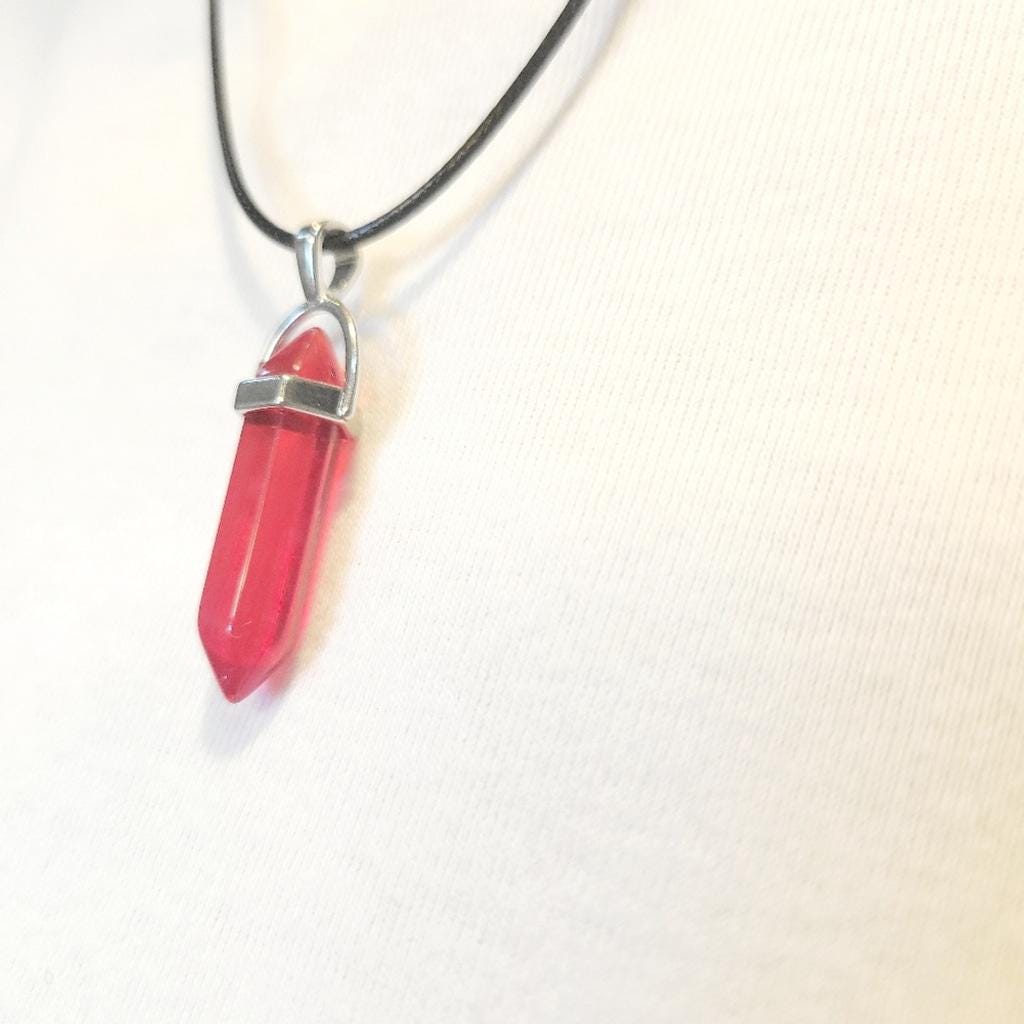 Natural Fire Red Quartz Crystal Pendant Necklace