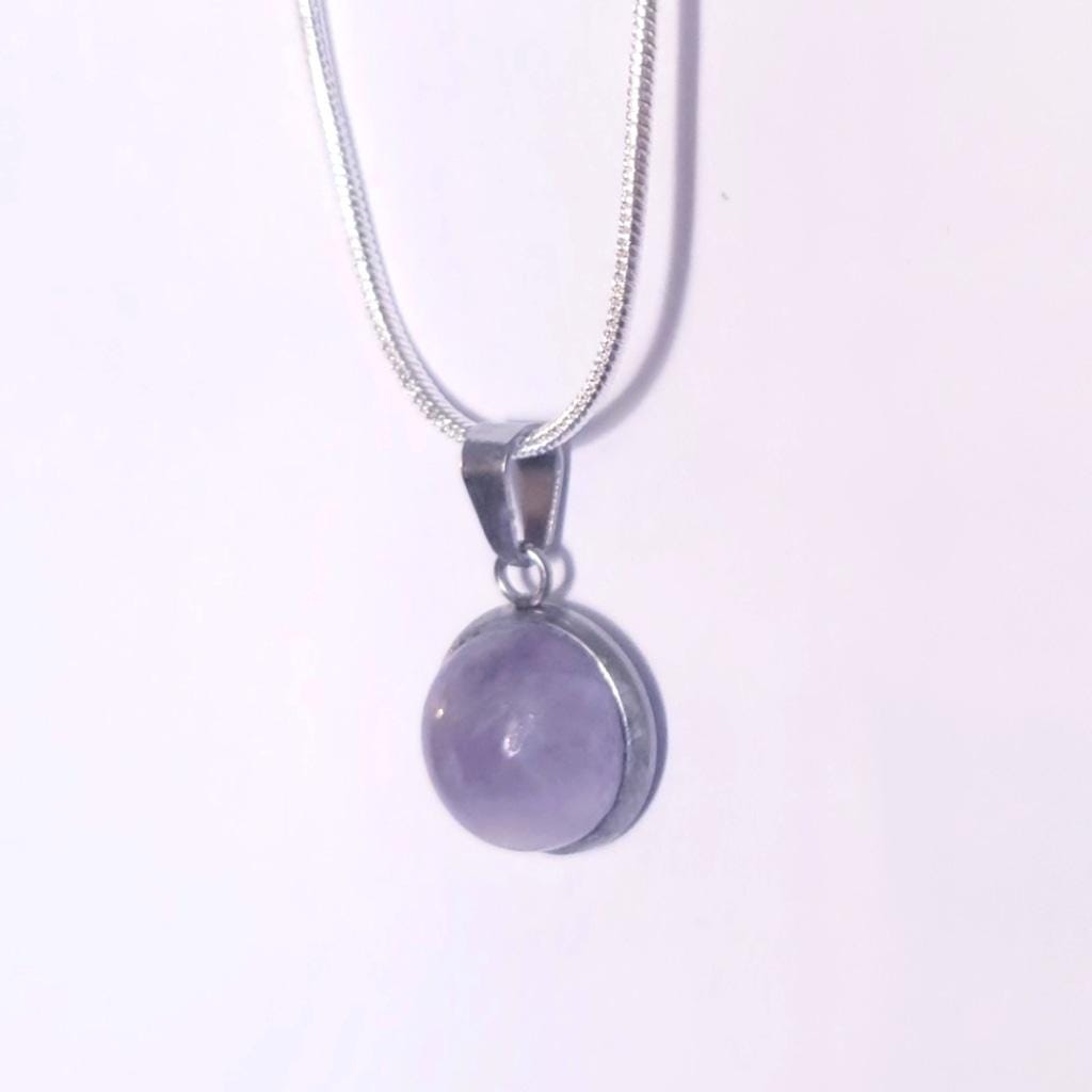 Natural Amethyst Crystal 925 sterling silver necklace