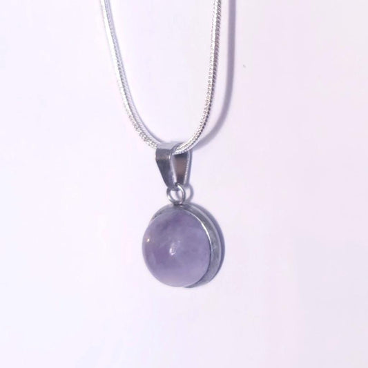 Natural Amethyst Crystal 925 sterling silver necklace