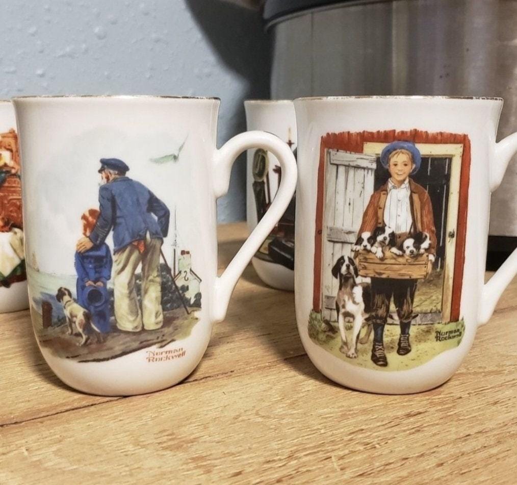 Vintage Rockwell mug 4 piece set