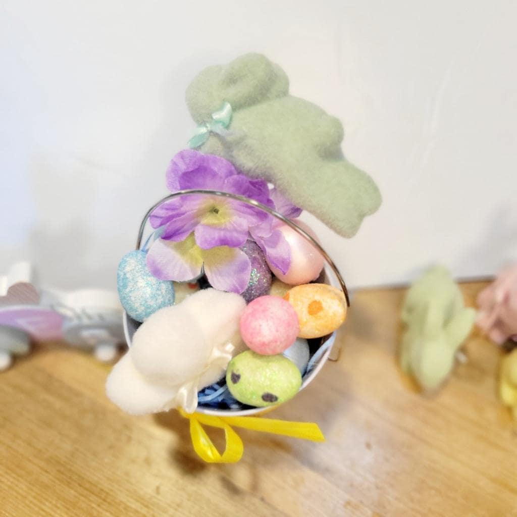 Easter Egg and Flower Table Home Decor Bucket