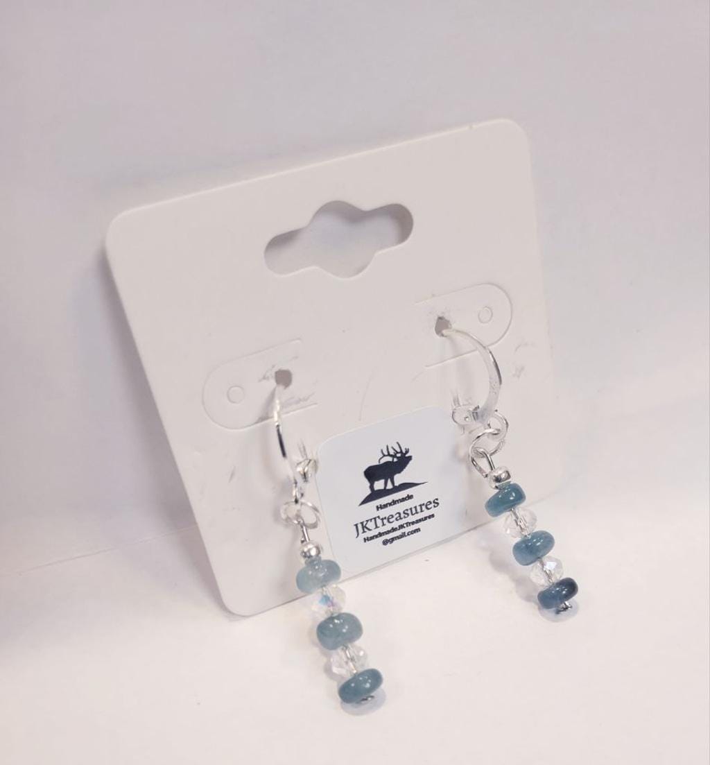 Grandidierite Sterling silver Drop Earrings Rare Gemstone