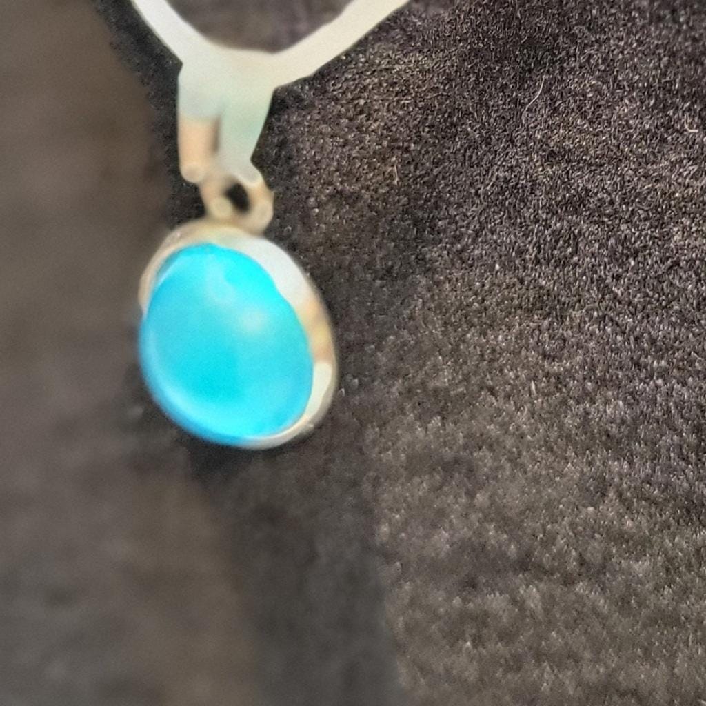 Light blue crystal rhinestone 925 stamped sterling silver necklace